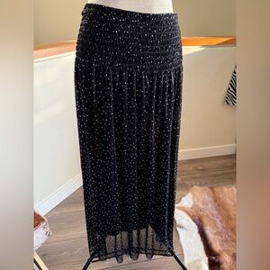 Max studio Black Skirt with White Dots polka dots size large new with tags